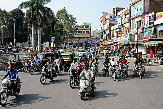 街道,场景,轻型摩托车,乌代浦尔,拉贾斯坦邦,北印度,印度,南亚,亚洲