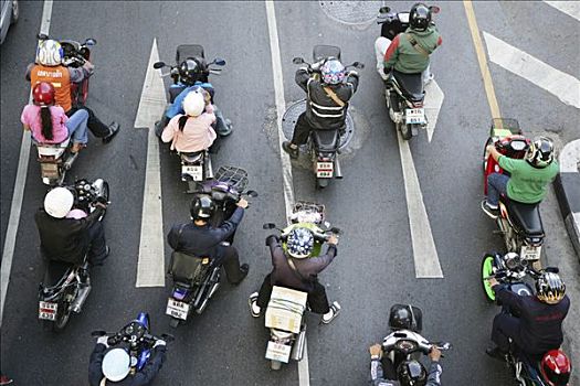 泰国,曼谷,摩托车,红灯,交通标志