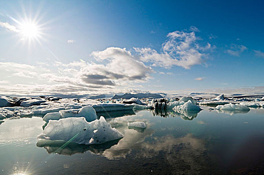 结冰,泻湖,西南海岸,冰岛,斯堪的纳维亚,欧洲