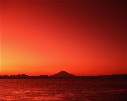 日本,富士山,黄昏
