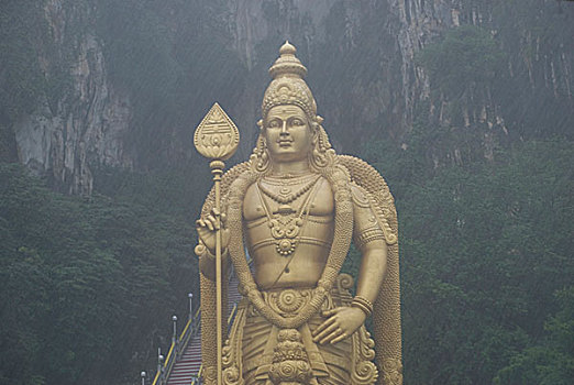 巨大,雕塑,印度教,神,户外,洞穴,最大,世界,马来西亚,四月,2008年
