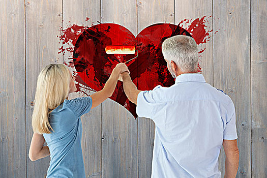 幸福伴侣,上油漆,墙壁,滚筒