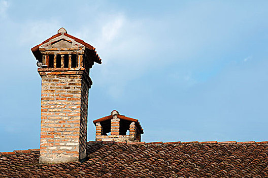 烟囱,屋顶,老,教堂