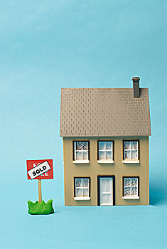 房屋模型,出售标签,户外