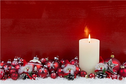 红色,木质,圣诞节,背景,一个,燃烧,降临节,蜡烛