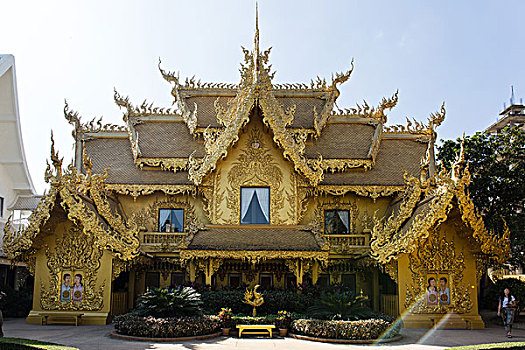 镀金,卫生间,房子,寺院,白色,庙宇,建筑师,清莱,省,北方,泰国,亚洲