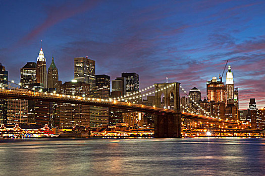 天际线,曼哈顿,布鲁克林,桥,纽约,美国