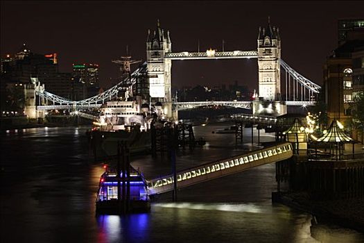 塔桥,船,泰晤士河,伦敦,英格兰,英国,欧洲