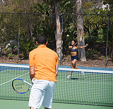 情侣,玩,网球