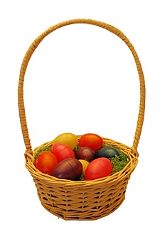 复活节,柳条篮,彩色,塑料制品,蛋