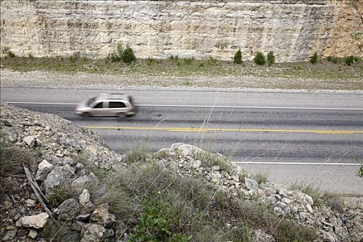 俯视,汽车,途中,德克萨斯,丘陵地区,美国