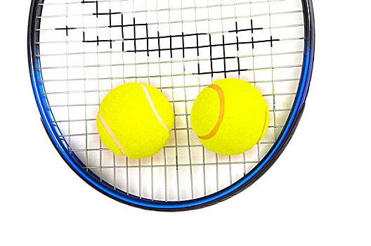 两个,网球,球拍,隔绝,白色背景