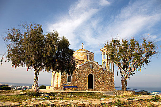 教堂,愿望,树,消象散透镜,塞浦路斯,希腊,欧洲