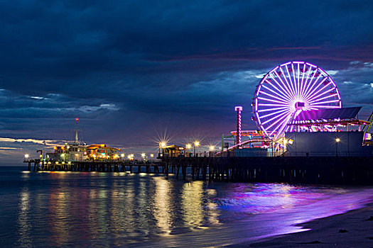 码头,夜晚,加利福尼亚,美国