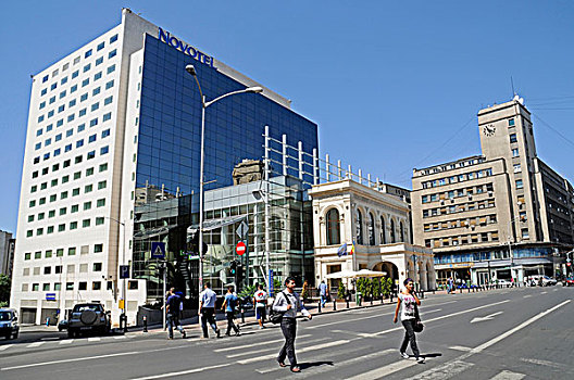 酒店,多层建筑,街景,布加勒斯特,罗马尼亚,东欧,欧洲