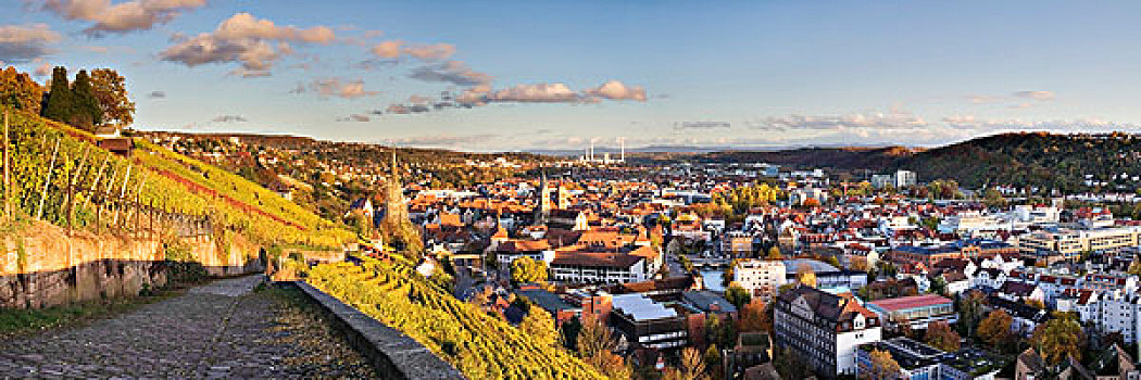 风景,山顶上的路,埃斯林根,内卡河,巴登符腾堡,德国,欧洲