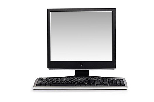 电脑,宽屏显示器,隔绝,白色背景