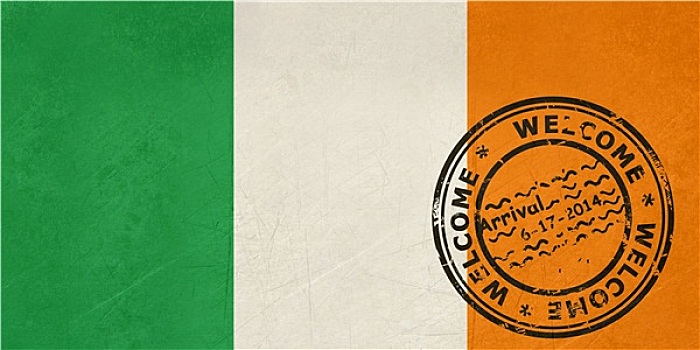 欢迎,爱尔兰,旗帜,护照