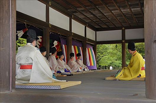 日本神道,祈祷,牧师,仪式,赛马,节日,神祠,京都,日本,亚洲