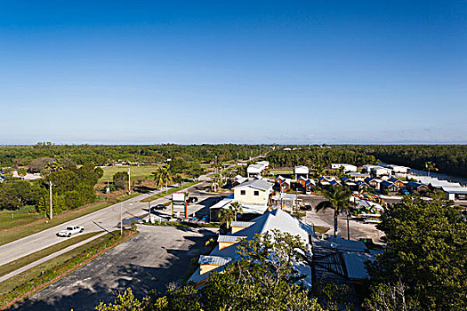 美国,佛罗里达,大沼泽地国家公园,埃弗格来兹,城市,俯视图