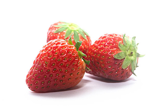 三颗,草莓,白色背景