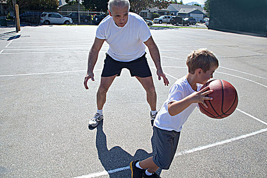 男人,孙子,玩,篮球