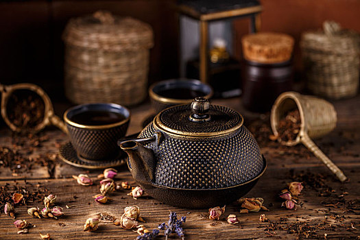 黑色,铸铁,茶壶