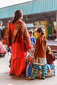 印度,德里,旅行者,火车站