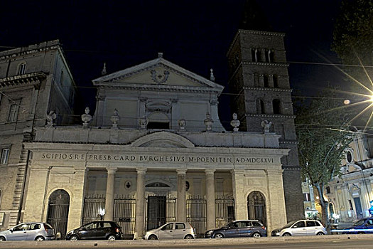 教堂,夜晚,罗马,意大利,欧洲