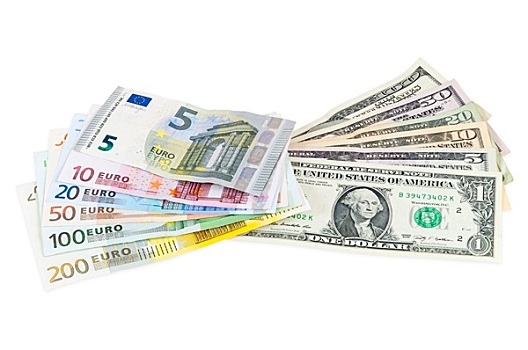 美元,欧元,货币,白色背景,背景