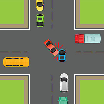 交通,规则,转,左边,交叉,意外,途中,死亡,人,汽车,巴士,卡车,交叉路,右边,使用,运输,矢量,插画,危险