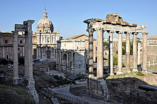 柱子,庙宇,教堂,饿,拱形,古罗马广场,罗马,拉齐奥,意大利