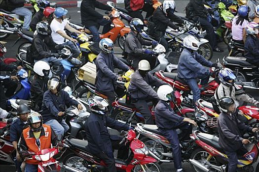 泰国,曼谷,摩托车,红灯,交通标志