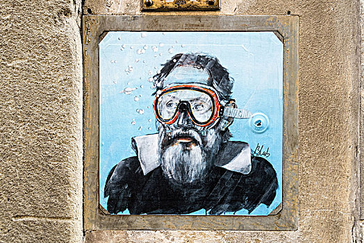 佛罗伦萨,街头艺术,潜水面具
