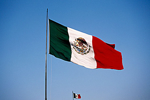 仰视,两个,墨西哥,旗帜