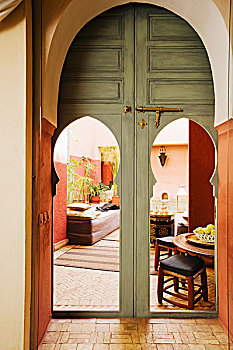 敞门,尖锐,拱,摩洛哥,客厅