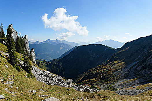 山,泰根湖,湖,区域,上巴伐利亚,巴伐利亚,德国,欧洲