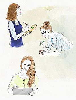 幾個(gè),女人,工作