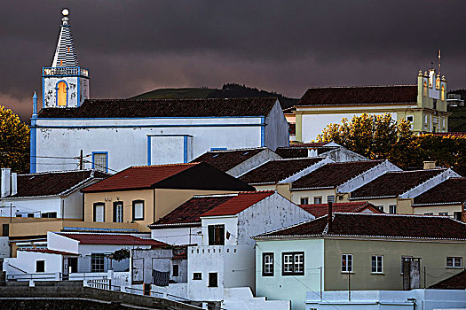 教堂,背影,右边,庄园,世界遗产,风暴,气氛,岛屿,亚速尔群岛,葡萄牙,欧洲