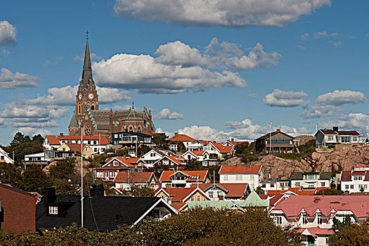 城市,教堂,里塞凯尔,瑞典,欧洲