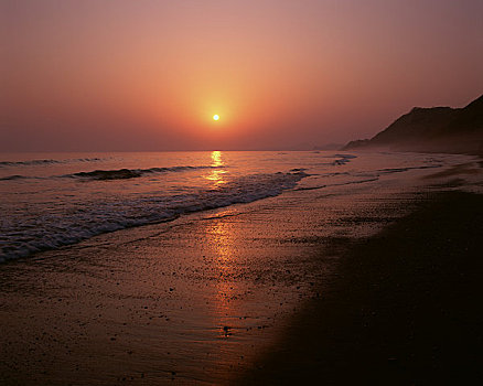 日落,海岸