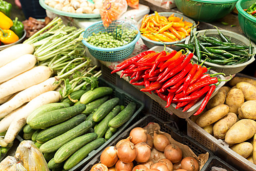 新鲜,蔬菜,湿,市场
