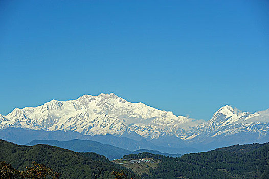 印度,西孟加拉,国家公园,风景,积雪,干城章嘉峰