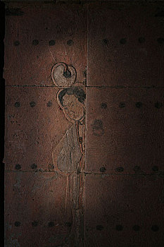 河南洛阳古墓博物馆内砖雕
