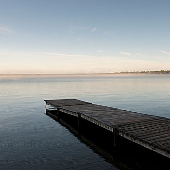 码头,湖,赖丁山国家公园,曼尼托巴,加拿大