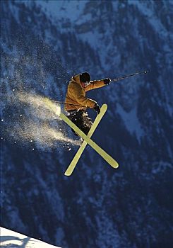 滑雪者,跳跃,表演,技巧