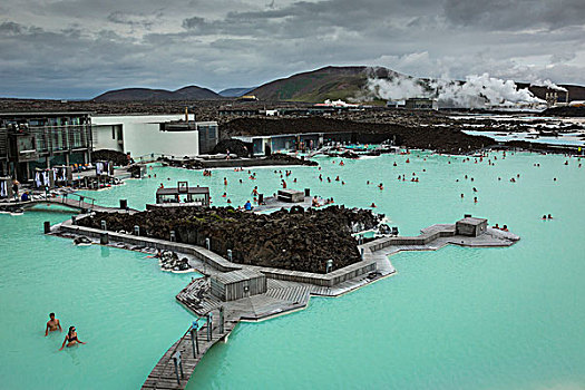 俯视,蓝色泻湖,地热,水疗,南,冰岛