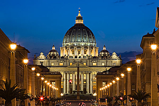 大教堂,黄昏,梵蒂冈城,罗马,意大利