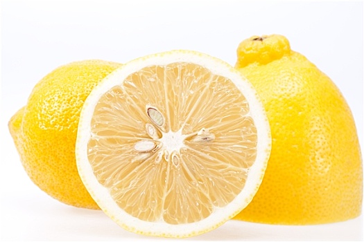 片,新鲜,黄色,水果,柠檬,白色背景,背景