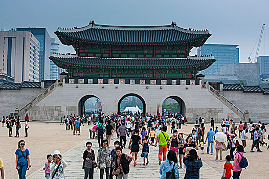 旅游,走,景福宫,首尔,韩国
